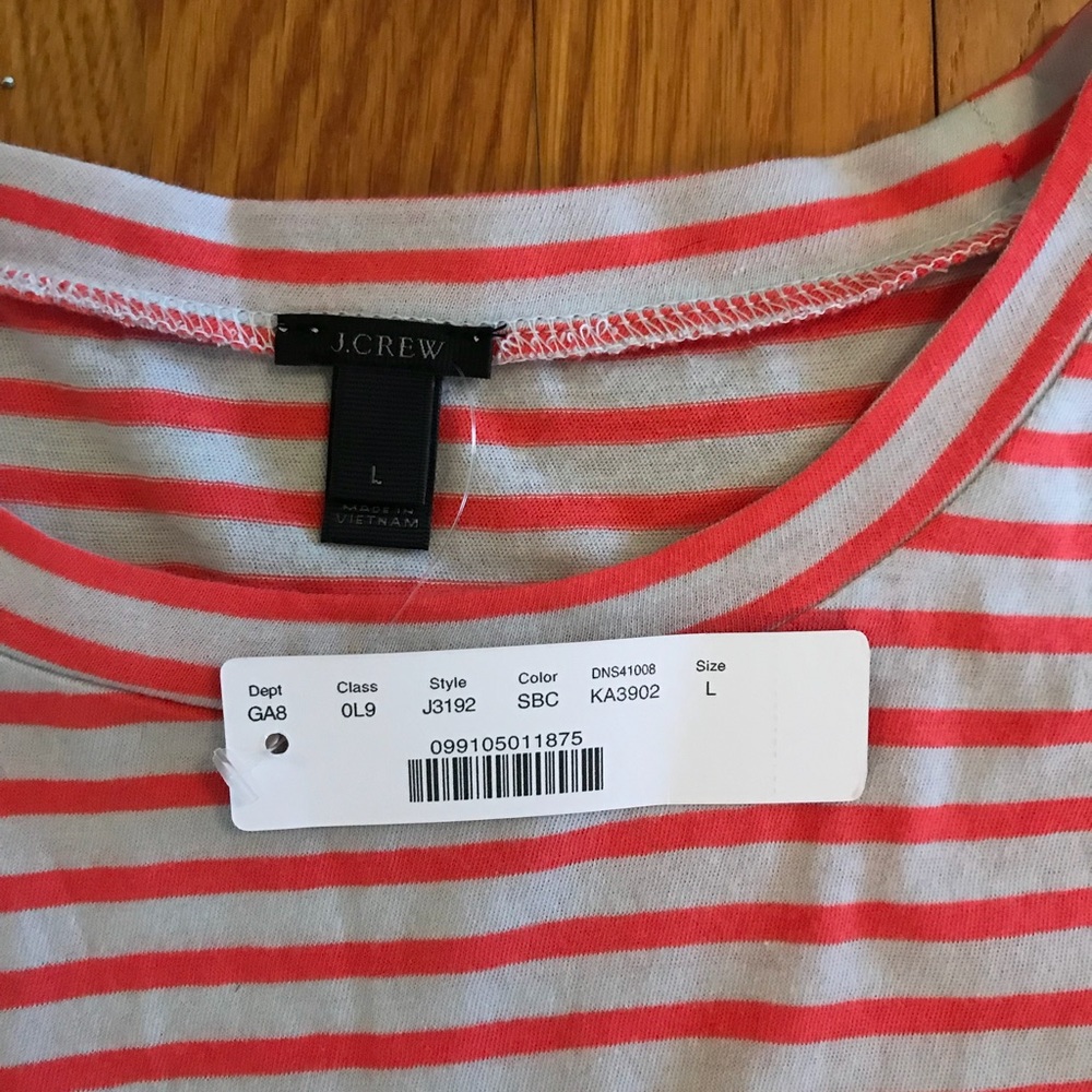 ⭐️ NWT J Crew grey & coral drawstring waist T, size L - Picture 2 of 5